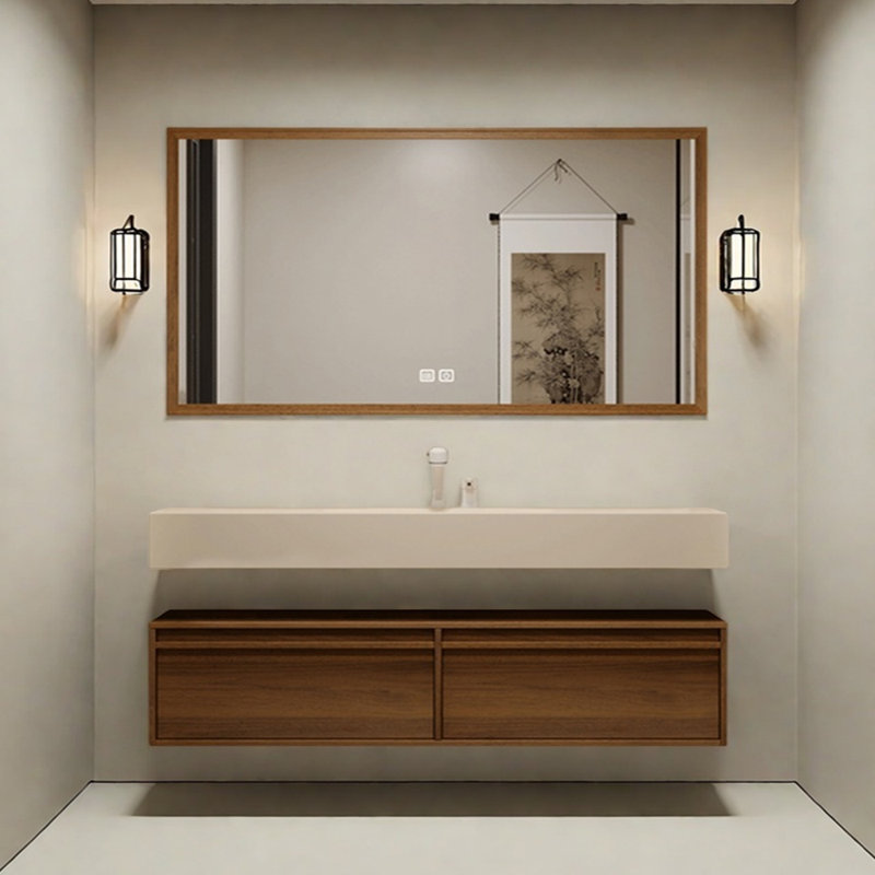 Retro high-end and simple bathroom cabinet, 63"
