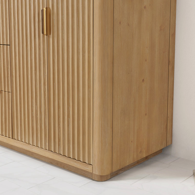 Ensemble de meuble-lavabo simple 60 po avec plateau en pierre composite et miroir Hesiod, Gris cendré délavé