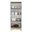 Armoire à rangement multiple H 59 po, quatre portes, quatre tablettes internes, chêne clair / blanc