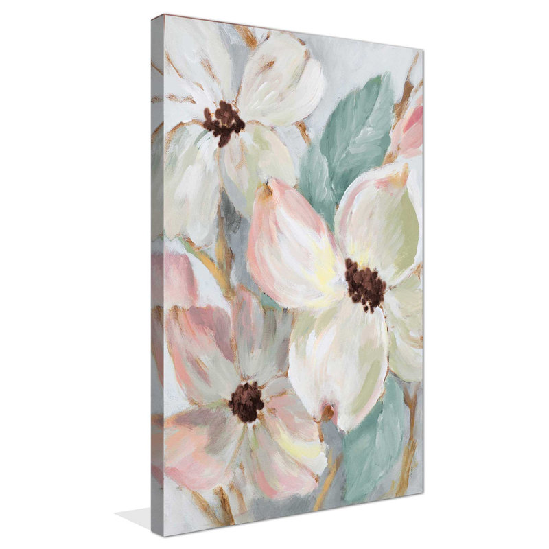 «Silemment Bloom Teal II», reproduction de peinture à l'huile, H 30 po x l 18 po x P 1 po, Toile tendue