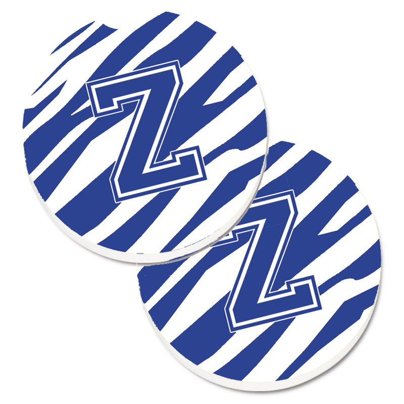 Sous-verre à cogramme initial de q tiger, Z, Bleu / Blanc
