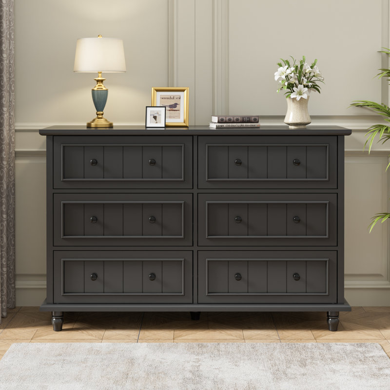 Commode double 6 tiroirs 47,2 po Amarilys, Noir, noir, noir, noir