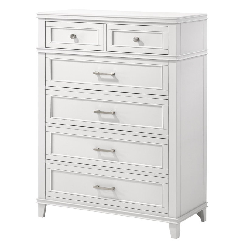 Commode 5 tiroirs (seulement la commode), Blanc