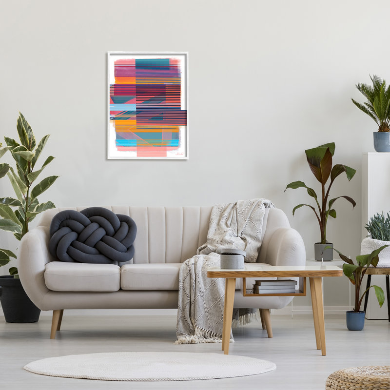 Lignes contemporaines abstraites, Giclée encadrée blanc bord de mer, H 30 po x l 24 po x P 1,5 po