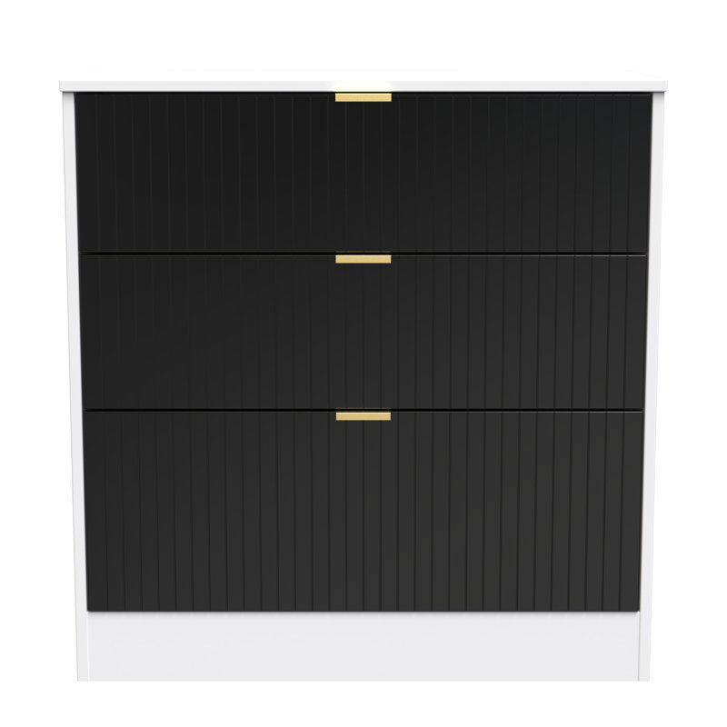 Berklie 77cm W 3 - Drawer Chest of Drawers, Deep Black/White