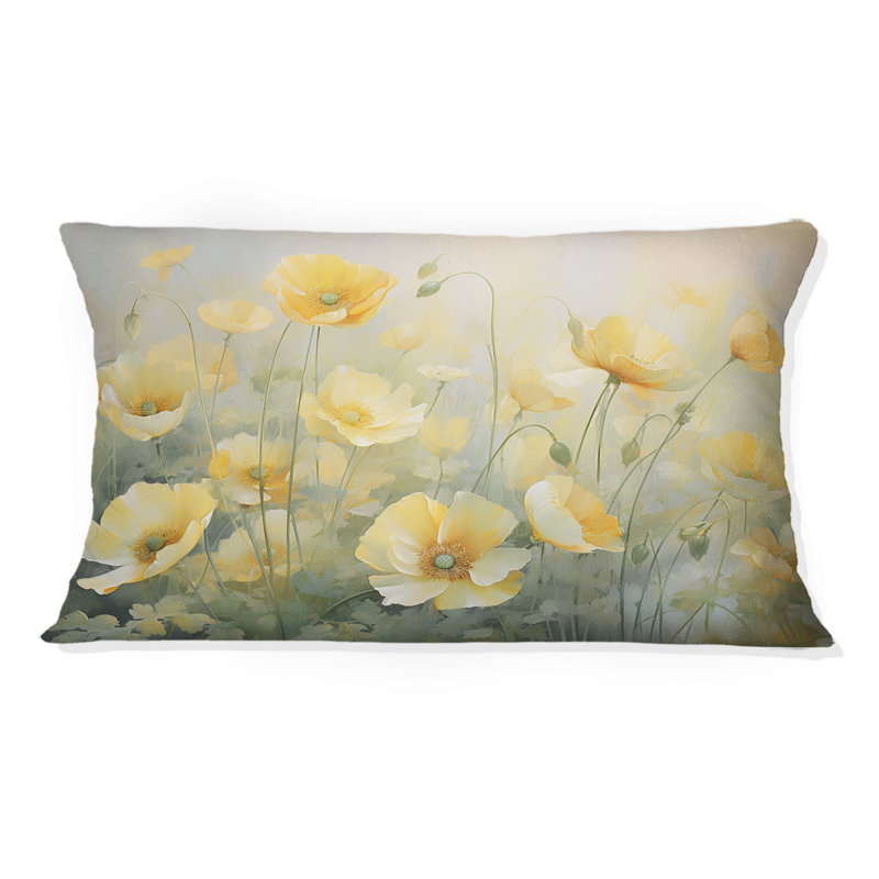 Coussin décoratif imprimé blanc Buttercups White Impression II - Buttercups
