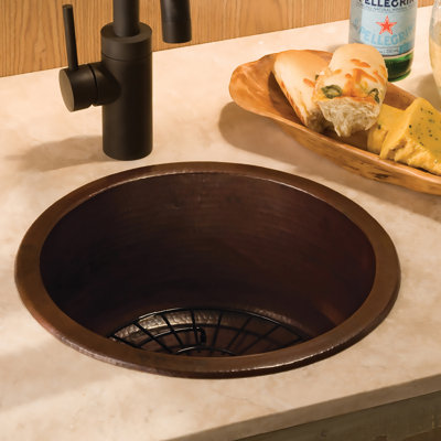 Redondo Chico Hand-Hammered Copper 15" L x 15" W Dual Mount Kitchen/Bar Sink