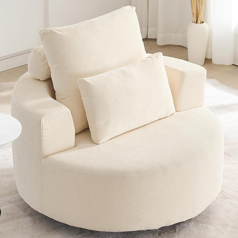 Fauteuil demi-tonneau pivotant de 40 po, Beige