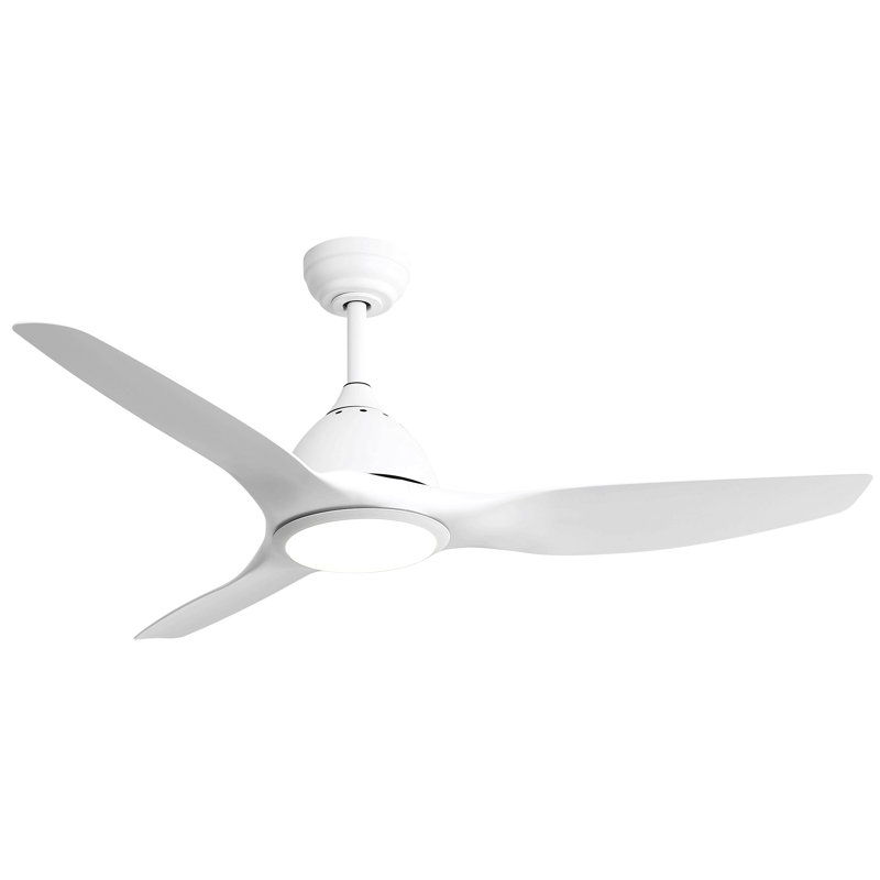 52 Inch Ceiling Fan With Light And 6-Speed Remote Control 3 Abs Fan Blades For Bredoom Patio, White