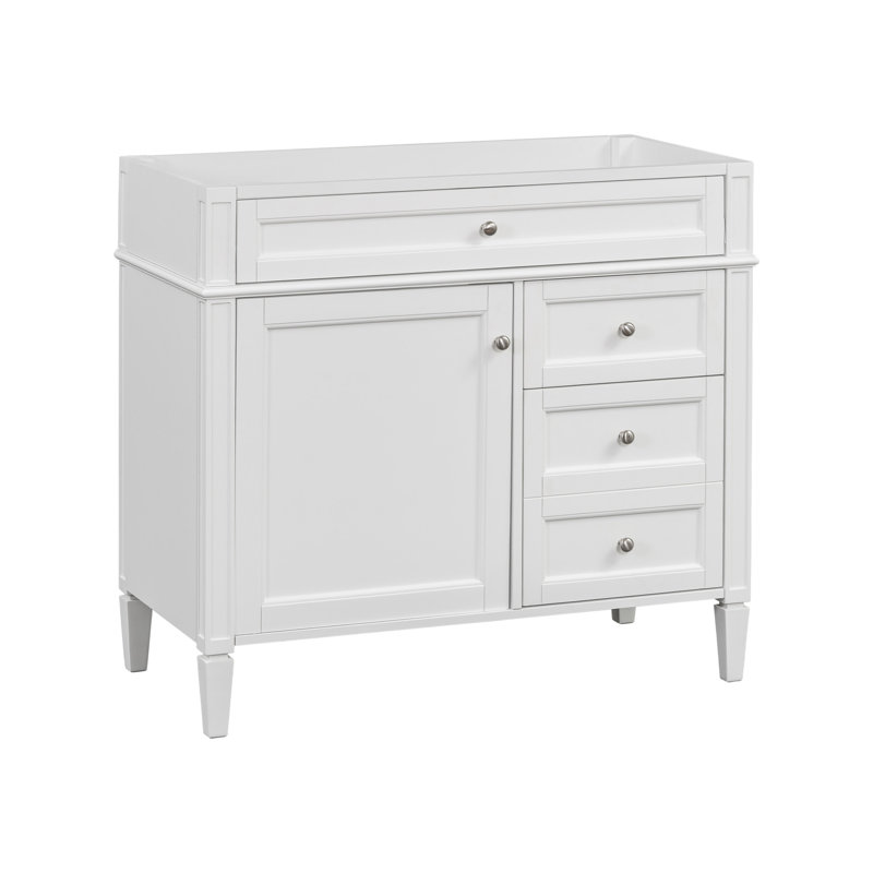 Meuble-lavabo de salle de bain 36 po sans lavabo supérieur, armoire de rangement moderne avec 2 tiroirs et un tiroir basculant, structure en bois massif