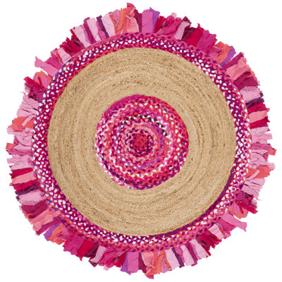 Bogard Hand Woven Cotton/Jute Rug in Natural/Pink