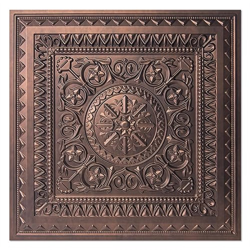 Carreaux de plafond en cuivre 2 x 2 pi - paquet de 12 (48 pieds carrés) - Panneaux de plafond à coller en plastique, Copper