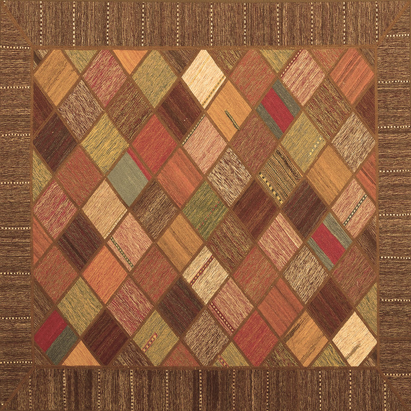 Washable Plaid Indoor Rug, Square 3'