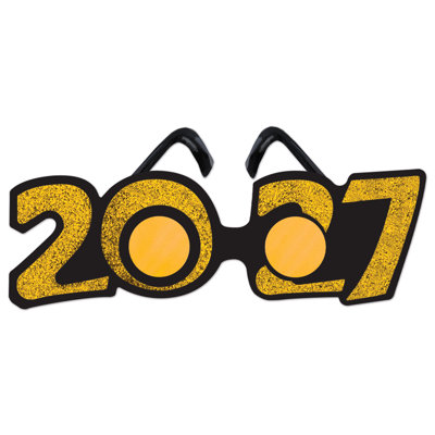 Gold "2027" Glittered Plastic Eyeglasses