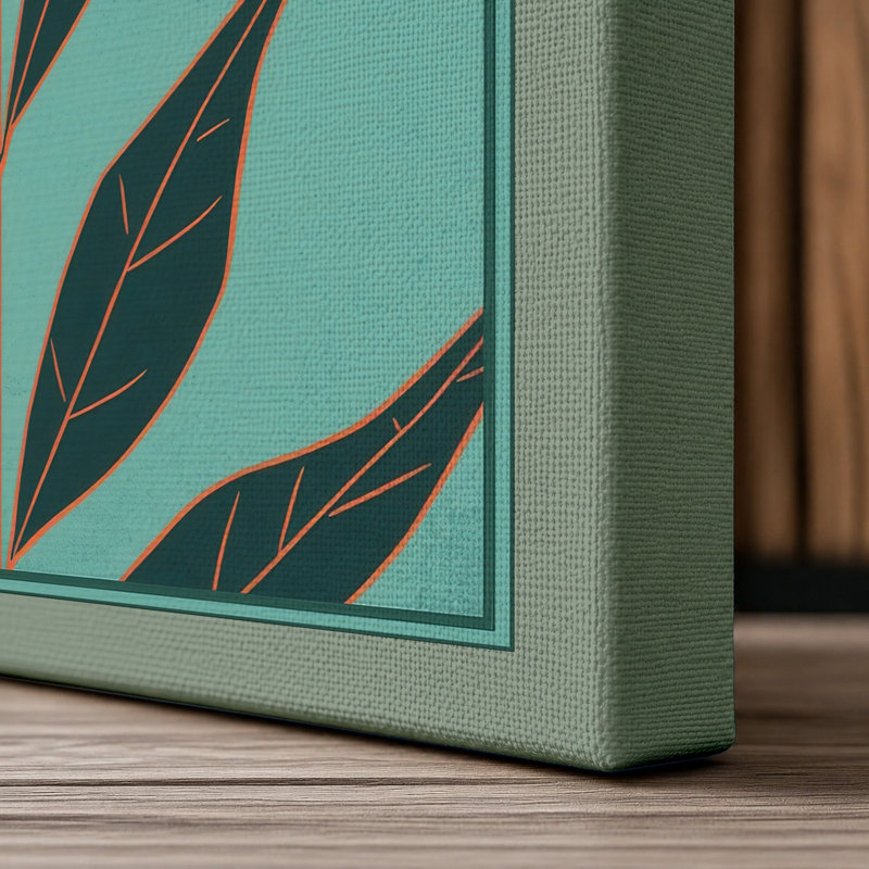 Stem in Seafoam Botanical - Wrapped Canvas, 24x16 - 61.0 x 40.6 cm, Sage Border