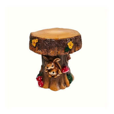 12.6'' Resin Rabbit Garden Chair, Unique Outdoor Decorative Accent Chair for Backyard, Patio, Terrace & Indoor Home Decoration