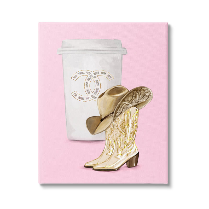 Impression sur toile Aw-217-Canvas, bottes de glamour et café sur toile par Ziwei Li, H 30 po x l 24 po x P 1,5 po