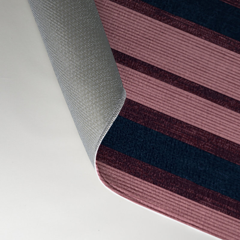 Tapis intérieur / extérieur rose HorizontalStripes, Rectangle 5 pi x 7 pi