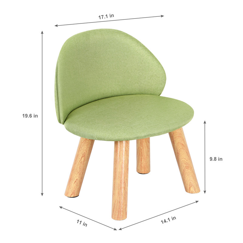 Tabouret en bois rembourré, lin, enfants, Vert