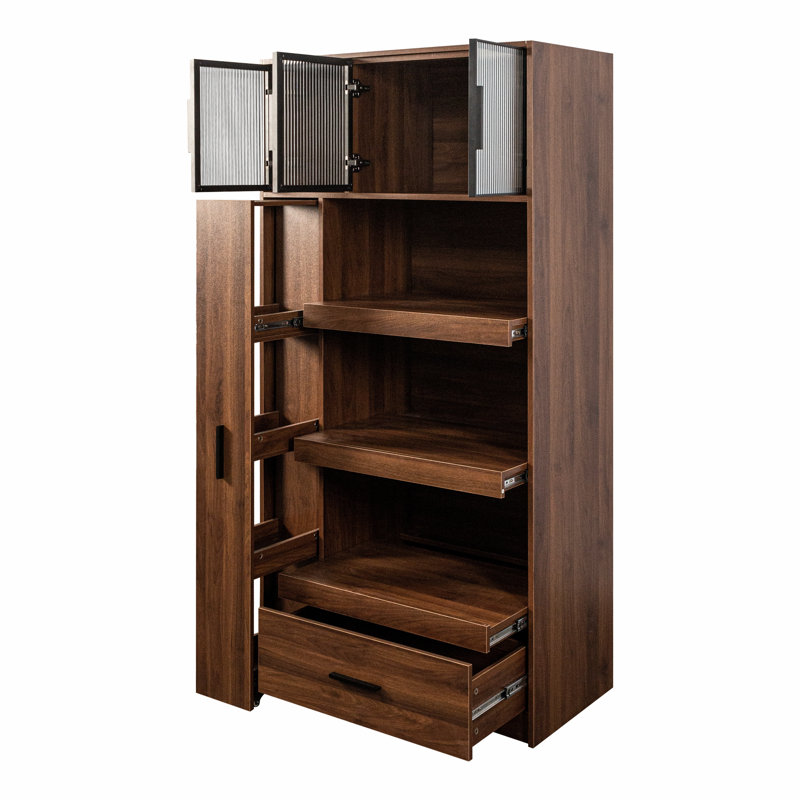 Armoire de cuisine avec tablettes de rangement coulissantes multi-fonctionnelles