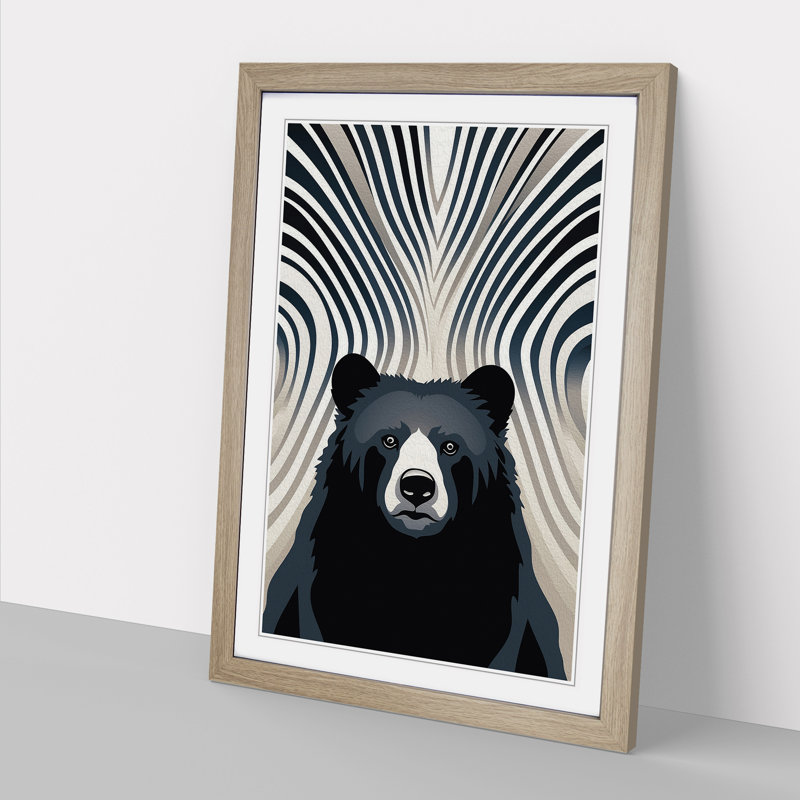 Bear Op Art - Framed Print, 64cm H x 46cm W x 2cm D, Oak Framed