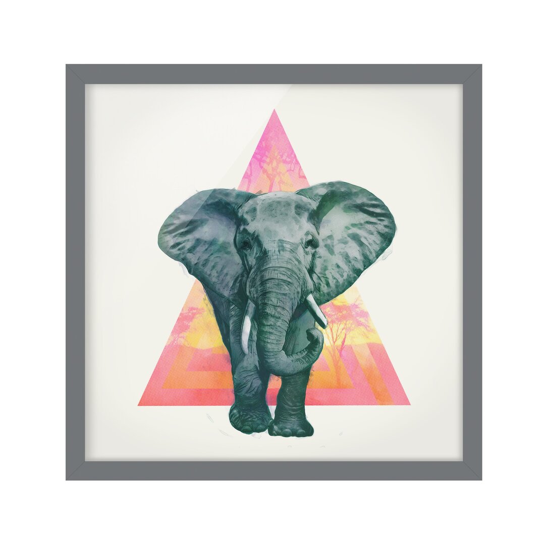 Gerahmtes Poster-Illustrations-Elefant vor Dreieck