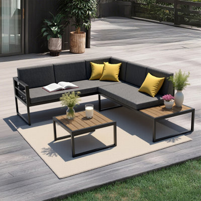 Aluminum Patio Furniture Set Outdoor Conversation Sofa Sectional Couch With Thick Cushions For Seating by ARK DESIGN