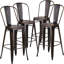 Blake Industrial Style Bar Chair - Set of 4 - Modern Metal Bar or Counter Height-945876837-945876838