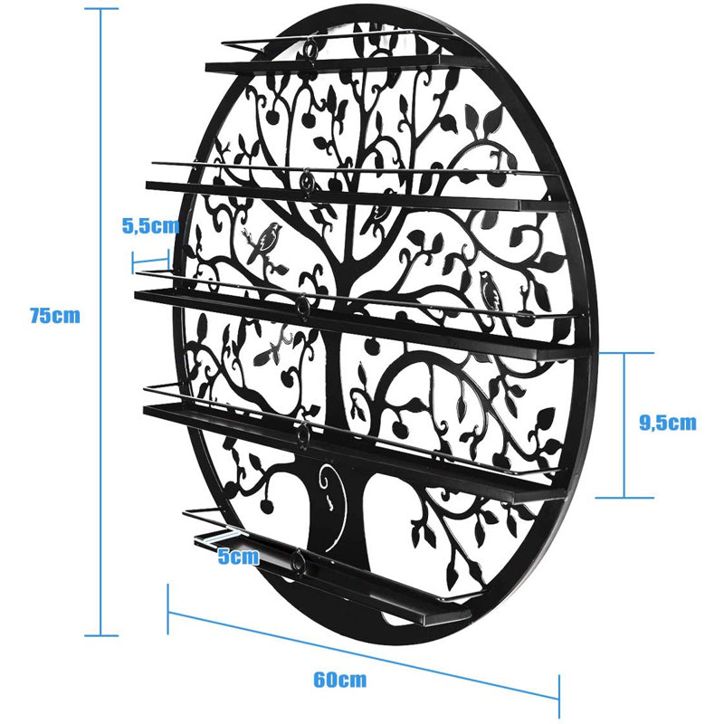 Amyris 5 Piece Circle Metal Accent Shelf, Black