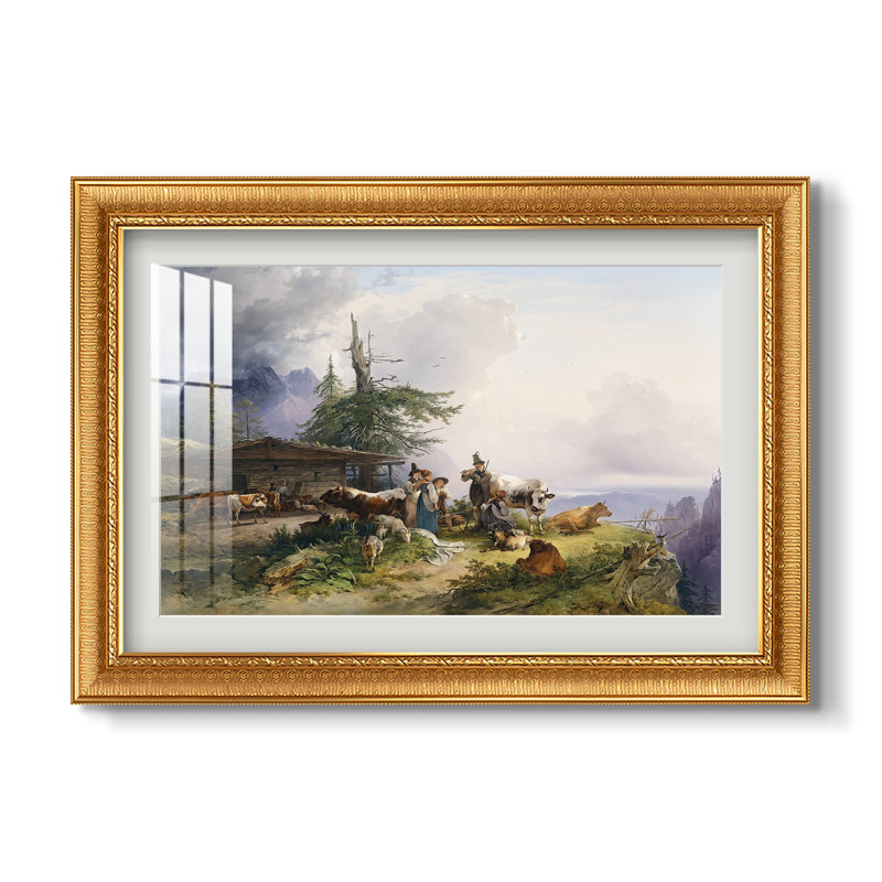 Une ferme alpine sur l'Untersberg, 1835 - Friedrich Gauermann - Estampe encadrée sur mesure, 20x28 INNER SIZE
