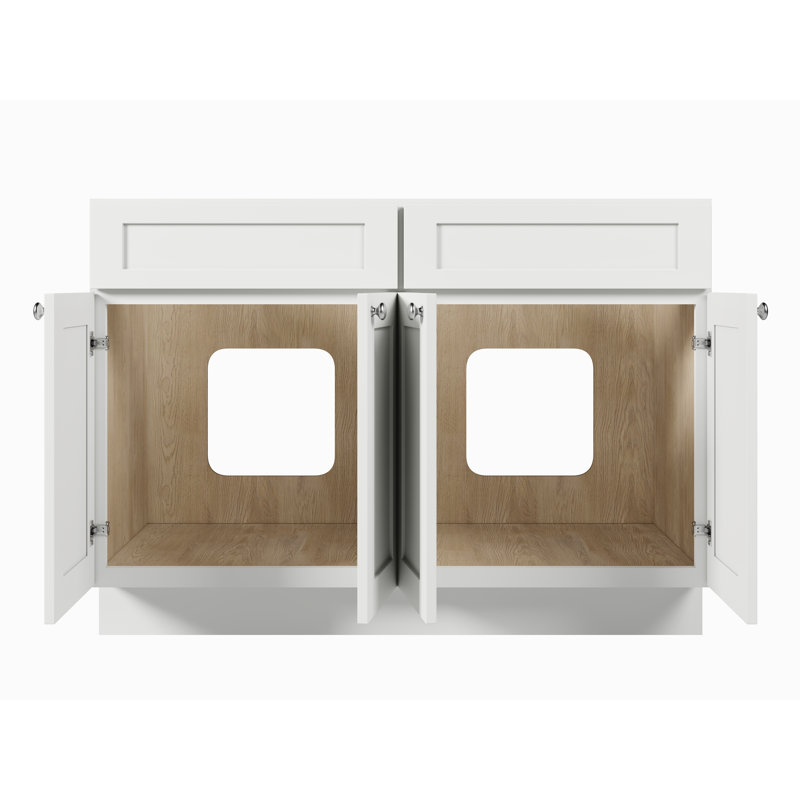 Base de meuble-lavabo double 48 po Disar, Blanc