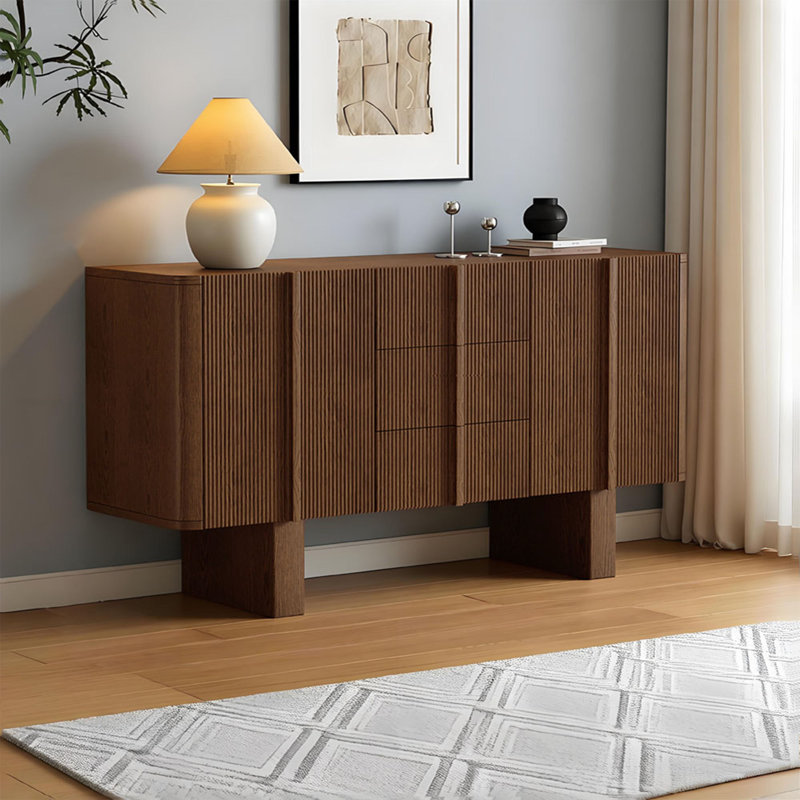 Buffet simple et spacieux, H 33,46 po x l 62,99 po x P 17,71 po, Marron foncé