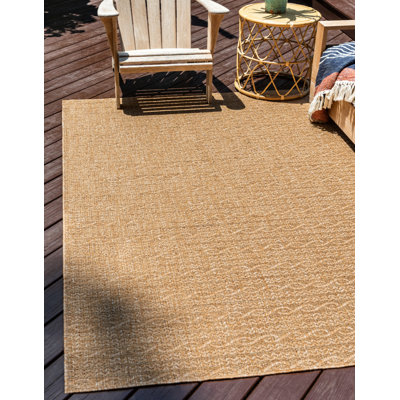 Tapis rayé brun clair intérieur / extérieur Dresden