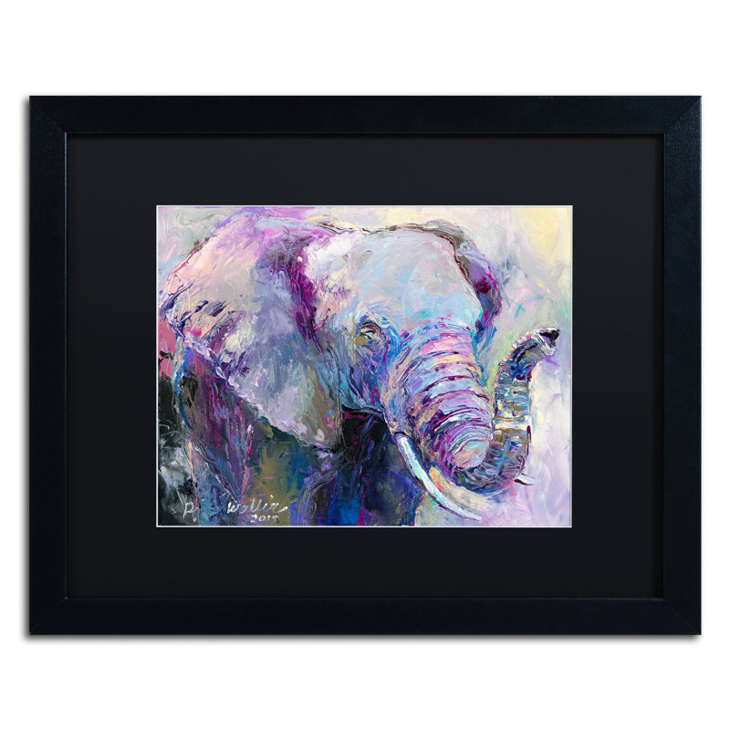 « blue éléphant », impression sur toile, H 16 po x l 20 po x P 0,5 po, Noir, Cadre noir