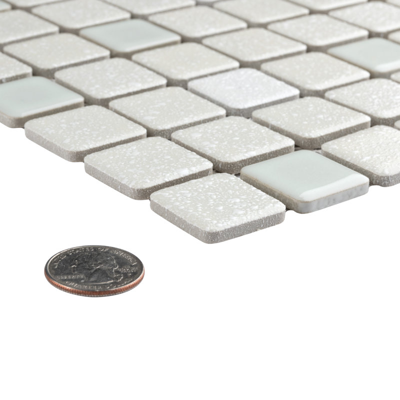 Crystalline Square 1.1" x 1.1" Porcelain Grid Mosaic Wall & Floor Tile, Pistachio