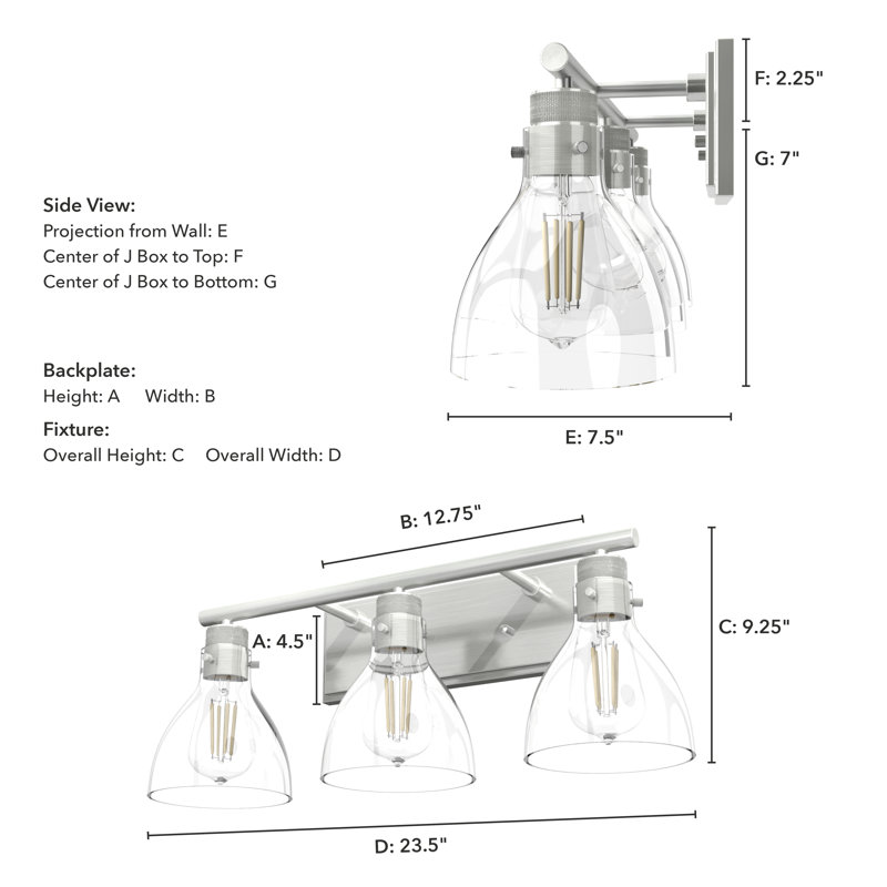 Van Nuys 3 - Light Dimmable Vanity Light, Brushed Nickel