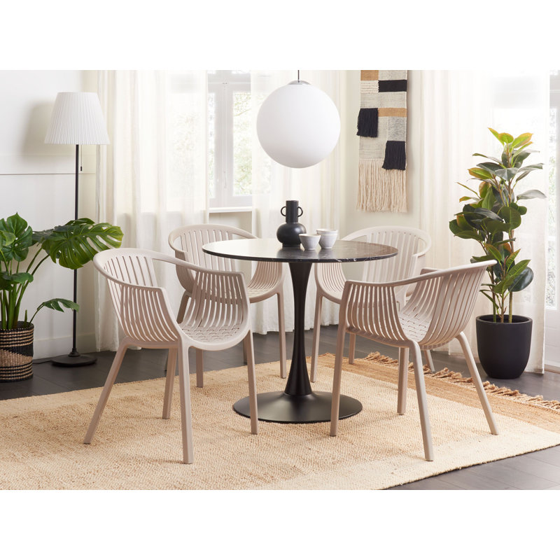 Anjali Stackable Outdoor Patio Dining Armchair, Beige
