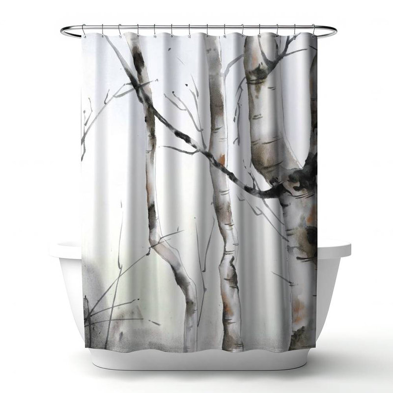 Shower Curtain LA133 – Polyester Shower Curtain, Dye Sublimation Print, 71" W × 74" L, Multicolor Gray