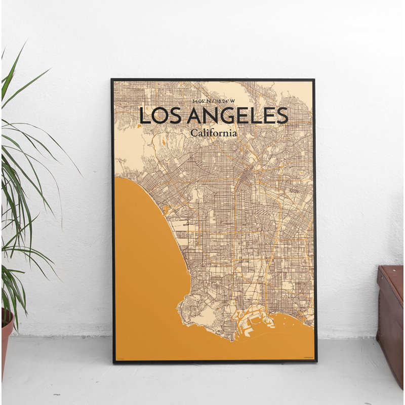 Los Angeles City Map - No Frame Print, 43cm H x 28cm W x 0.13cm D