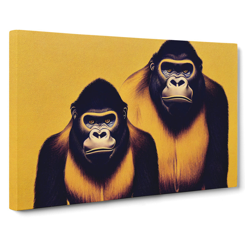 Symmetrical Gorillas - Wrapped Canvas, 40cm H x 60cm W x 3cm D