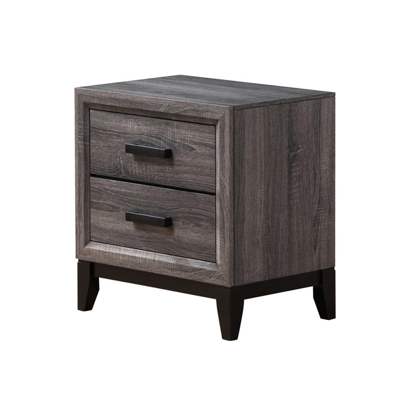 Table de chevet centrale à glissière grise avec 2 configurations noires