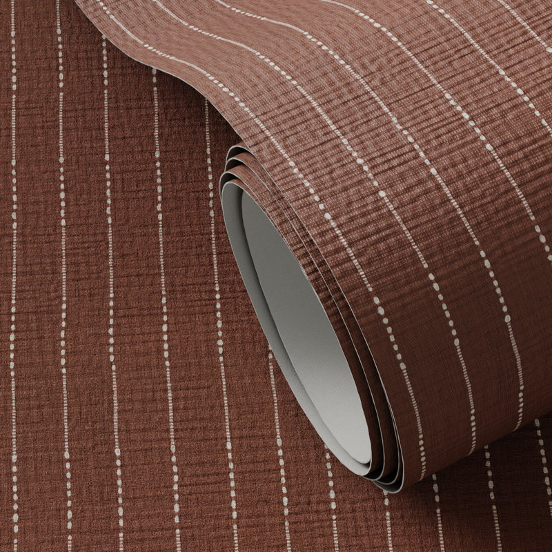 Dobby Striped Grass Cloth Wallpaper, H 132" x W 52", Dobby Stripe Rust