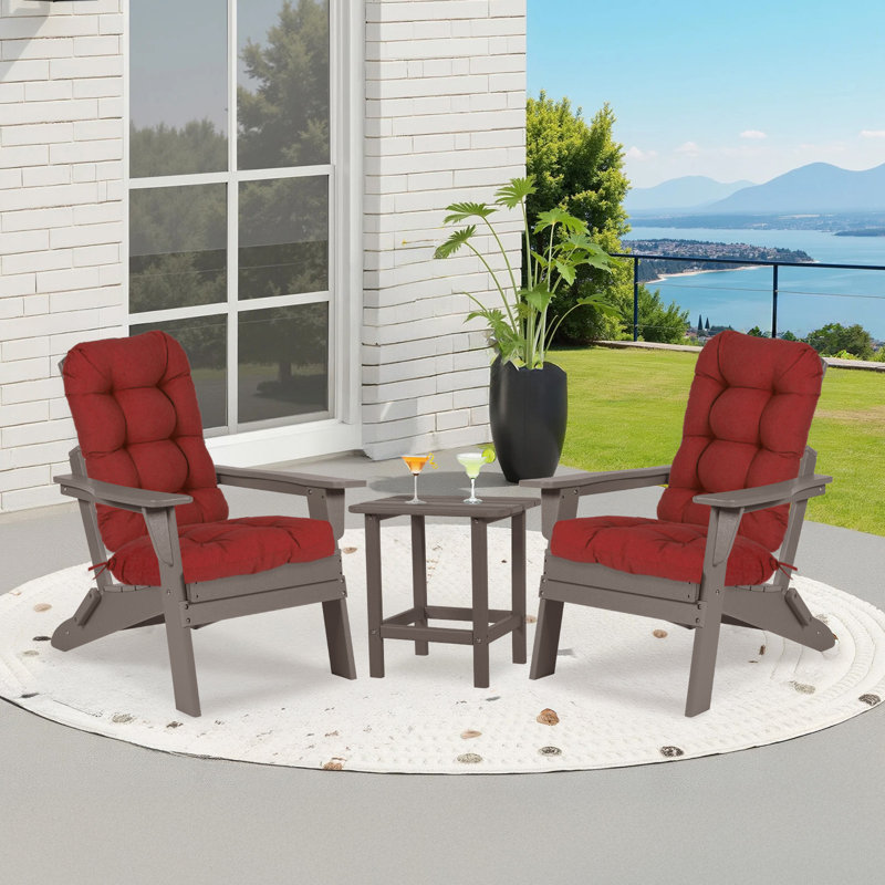 Outdoor Adirondack Chair Seat / Back Cushion (Set of 2), Red