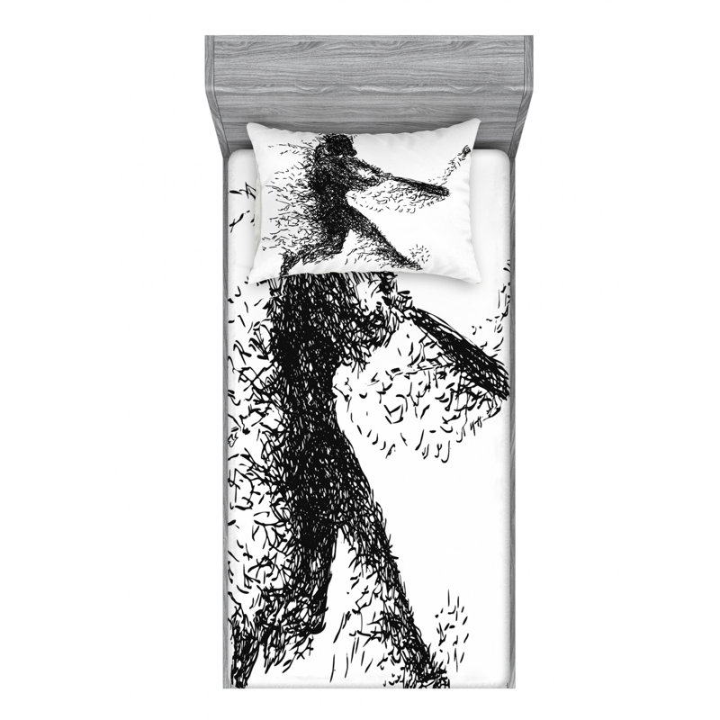 Microfiber Abstract Sheet Set, Twin XL Sheet Set with Fitted Sheet