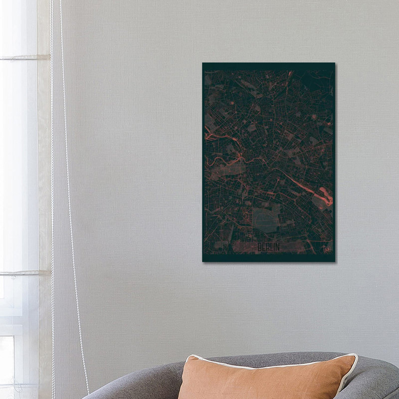 Berlin Infrared Urban Blueprint Map by Hubert Roguski - Wrapped Canvas Print, 66.04 cm H x 45.72 cm W x 3.175 cm D
