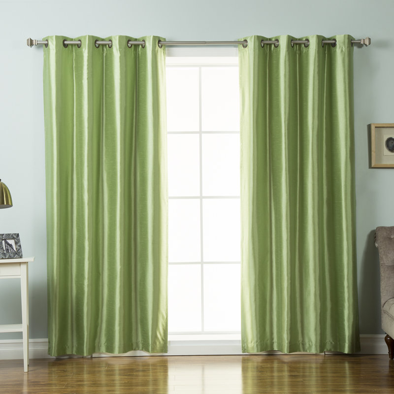 Cambree Solid Blackout Thermal Grommet Curtain Panels, Sage