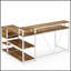 Bureau de bureau en L de 55 pouces avec élévateur de moniteur, tiroirs et tablettes de rangement, bureau d'ordinateur de coin pour les petits espaces, table d'écriture de style maison de campagne