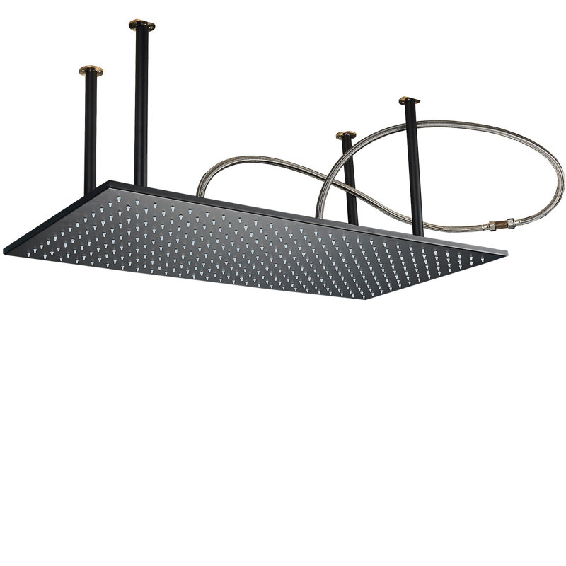 16 po x 32 po - Grande pomme de douche à jet de pluie haute pression, Matte Black