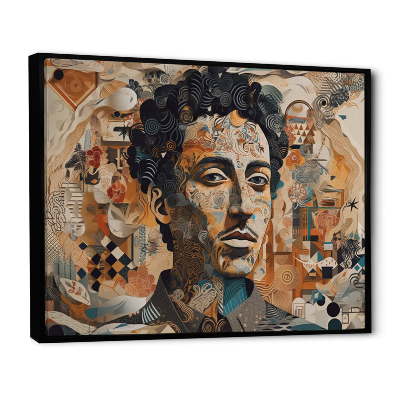 Illustration masculine sur toile, H 12 po x l 20 po x P 1 po, Cadre flottant noir