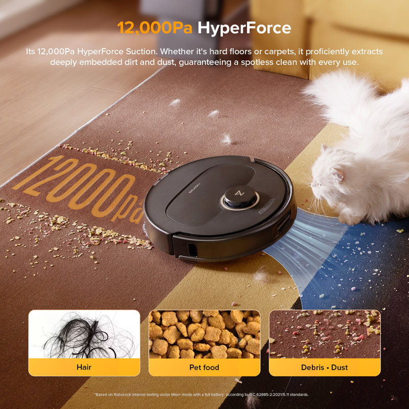 Roborock Qrevo S5V Robot Vacuum Cleaner, FlexiArm Edge Mopping, 12,000Pa Suction, Dual Zero-Tangle System, Obstacle Avoidance, Self-Washing & Drying